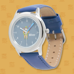 Circus Clown Elephant Blue Kid Watch with Name