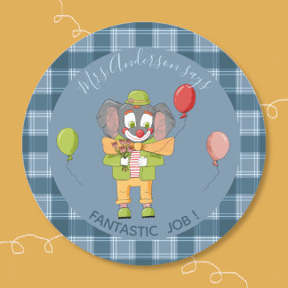 Circus Clown Elephant Student Reward Sticker