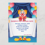 Circus Clown Kids Birthday Party Invitation 5x7"<br><div class="desc">Circus Clown Kids Birthday Party Invitation</div>