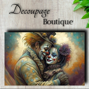Circus Clown Romance Decoupage Tissue Paper