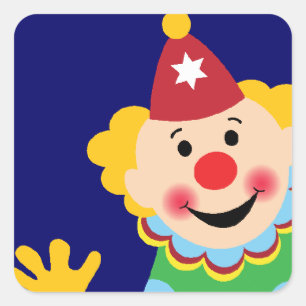 Circus Clown Square Sticker
