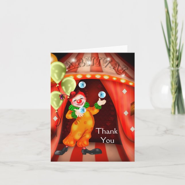 Circus Clown Thank You Cards (Front)
