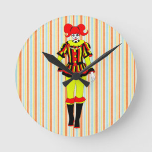 Circus Clown woman side show freak horror goth art Round Clock