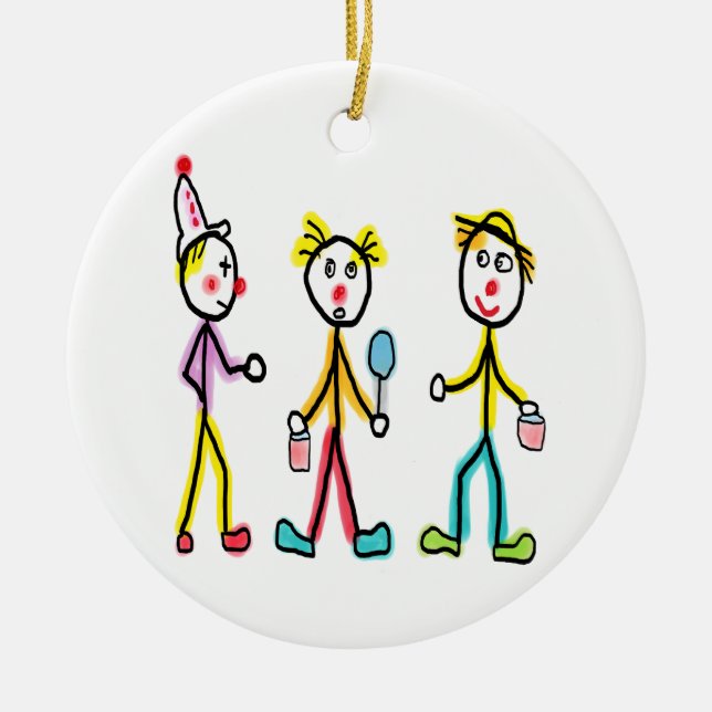 Circus Clowns Ceramic Tree Decoration (Front)