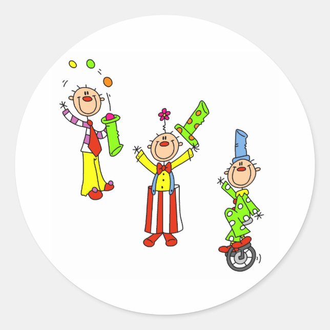 Circus Clowns Classic Round Sticker (Front)