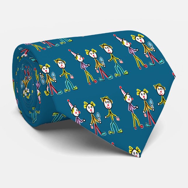 Circus Clowns Tie (Rolled)