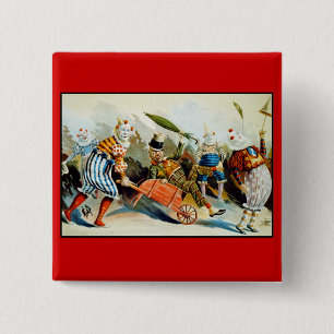 Circus Clowns - Vintage Fine Art 15 Cm Square Badge