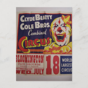 Circus, 'Clyde Beatty and Cole Bros' Retro Theatre Postcard