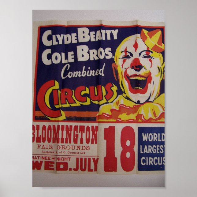 Circus, 'Clyde Beatty and Cole Bros' Retro Theatre Poster (Front)