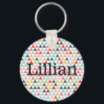 Circus Colour Triangles Key Ring<br><div class="desc">Bright and vibrant circus colours triangle pattern collection.  Look for customisable pieces,  perfect for parties,  baby,  and everything in between.</div>