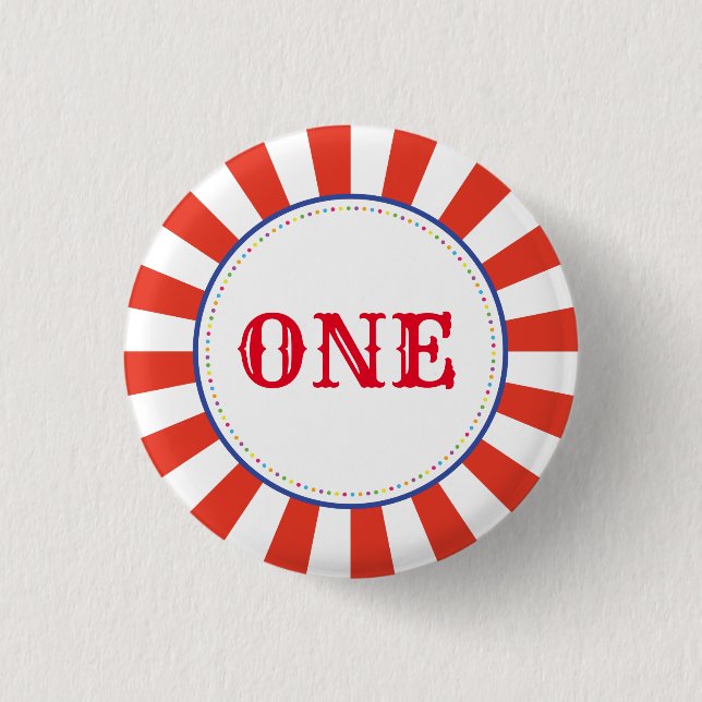 Circus Cute Colourful 1st Birthday Party Theme 3 Cm Round Badge (Front)