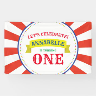 Circus Cute Colourful 1st Birthday Party Theme Banner