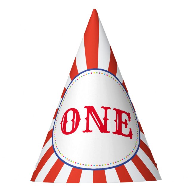 Circus Cute Colourful 1st Birthday Party Theme Party Hat (Front)