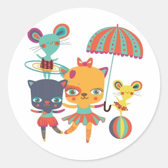Circus Cuties Classic Round Sticker (Front)