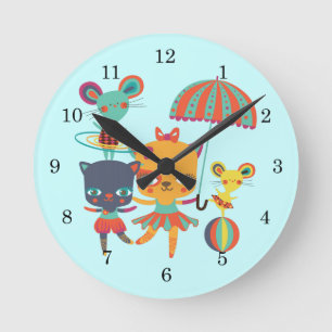 Circus Cuties Round Clock