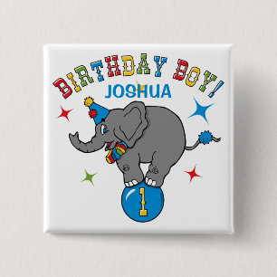 Circus Elephant 1st Birthday 15 Cm Square Badge