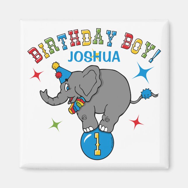 Circus Elephant 1st Birthday Magnet (Front)