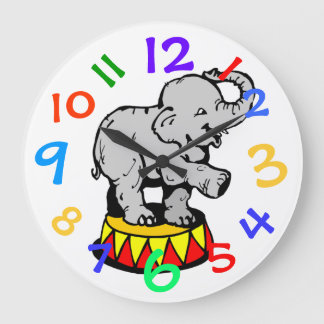 Circus Elephant Art Kids Room Wall Clock