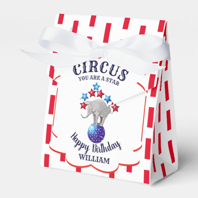Circus Elephant Birthday Favour Box (Front Side)