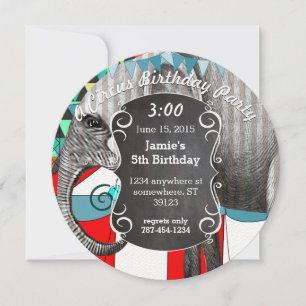 Circus Elephant Birthday Party Invitation Bunting