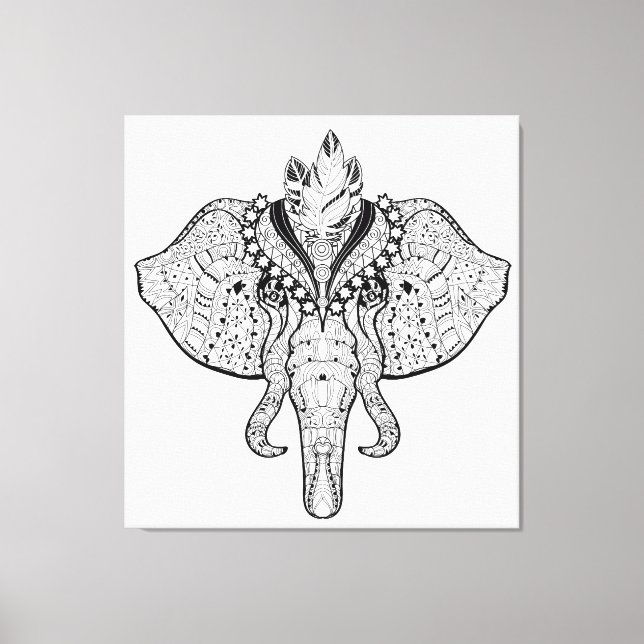 Circus Elephant Doodle 6 Canvas Print (Front)