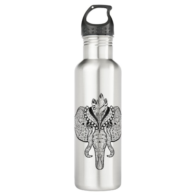 Circus Elephant Doodle 710 Ml Water Bottle (Front)