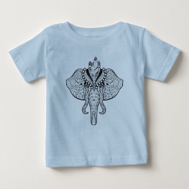 Circus Elephant Doodle Baby T-Shirt (Front)
