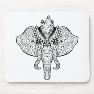 Circus Elephant Doodle Mouse Mat