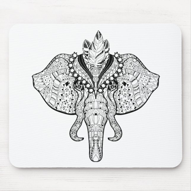 Circus Elephant Doodle Mouse Mat (Front)