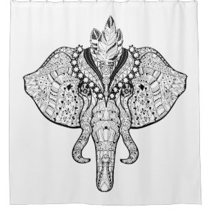 Circus Elephant Doodle Shower Curtain