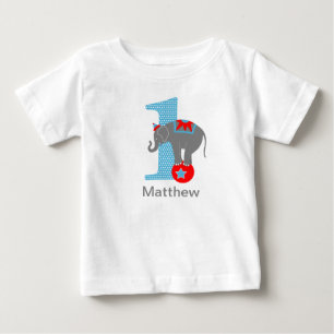 Circus Elephant First Birthday Tshirt Personalised