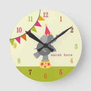 Circus Elephant & Flags Clock