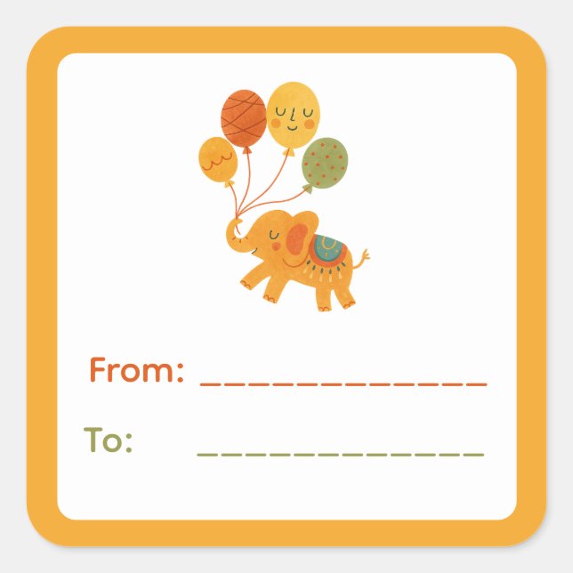 Circus Elephant Gift Label (Front)