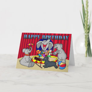 Circus Elephant happy birthday Childs Card