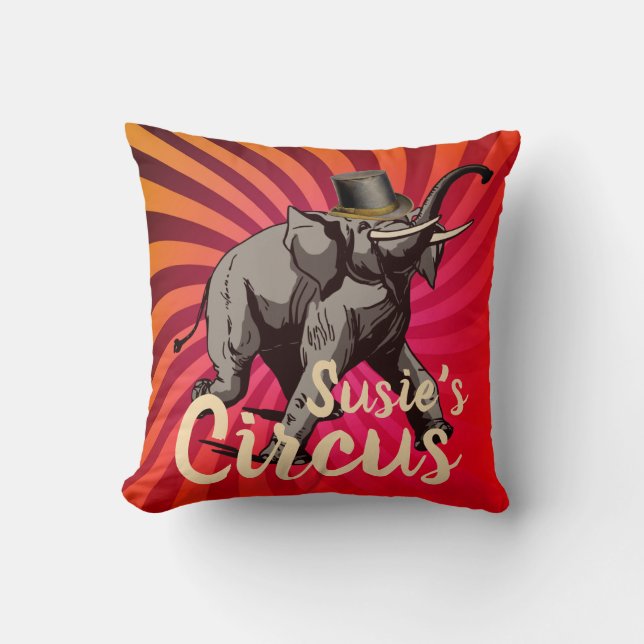 Circus elephant hat spiral customisable cushion (Front)