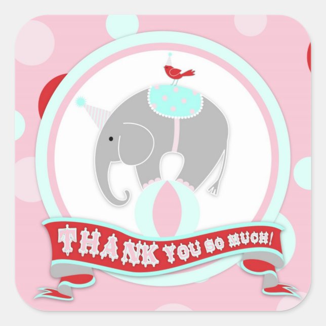 Circus Elephant Thank You Label (Front)