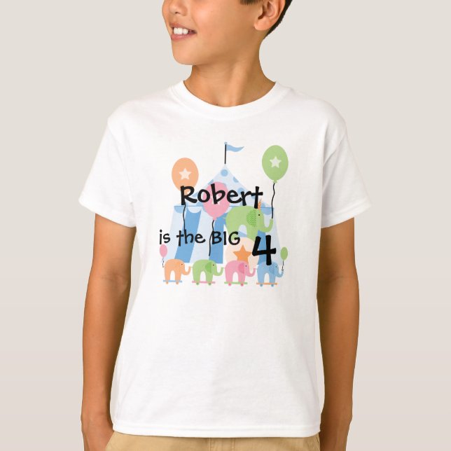 Circus Elephants Customisable Birthday T-shirt (Front)