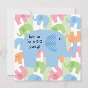 Circus Elephants Customised  Birthday Invitations