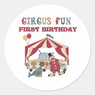 Circus First Birthday Classic Round Sticker