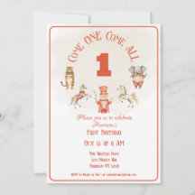 Circus First Birthday Invitation