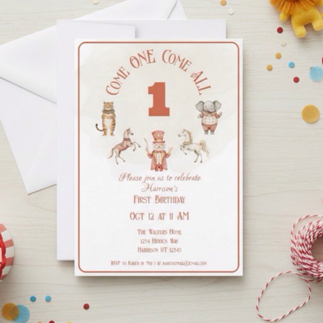 Circus First Birthday Invitation (Creator Uploaded)