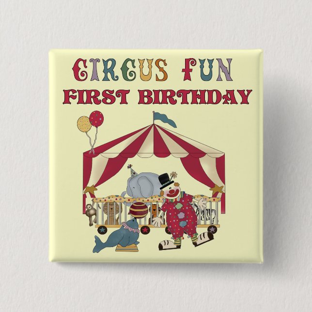 Circus First Birthday Tshirts and Gifts 15 Cm Square Badge (Front)