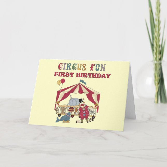 Circus First Birthday Tshirts and Gifts Card (Front)
