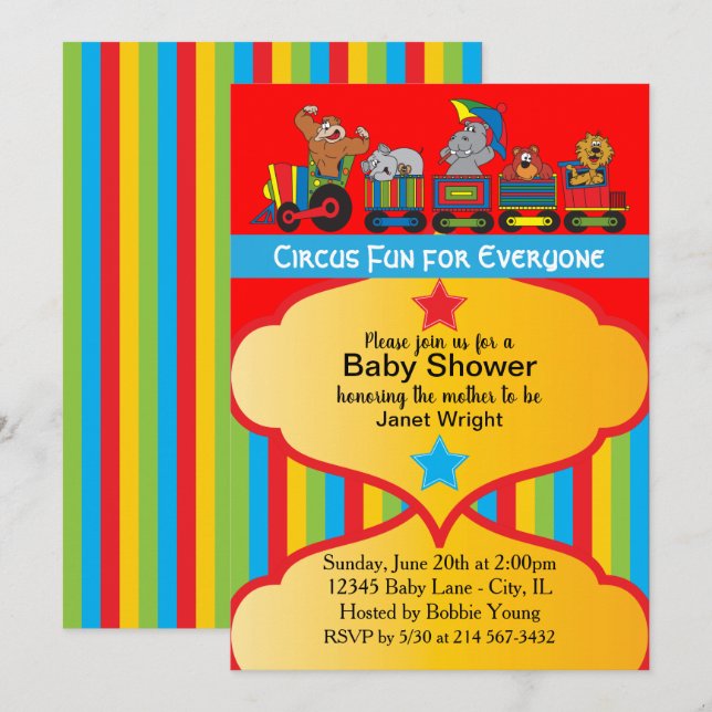 Circus Fun Baby Shower Invitation (Front/Back)