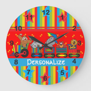 Circus Fun for Everyone Nursery Theme for Baby Large Clock