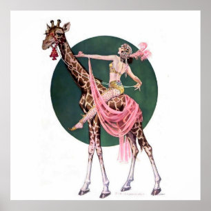 “Circus Giraffe Rider” by FX Leyendecker Poster
