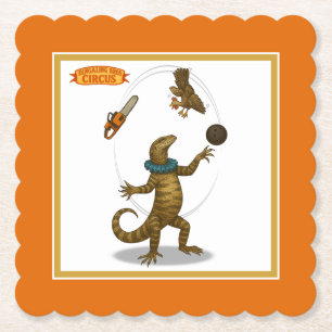 Circus goanna juggler paper coaster