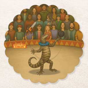Circus goanna juggler paper coaster