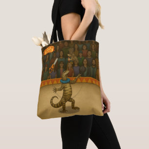 Circus goanna juggler tote bag