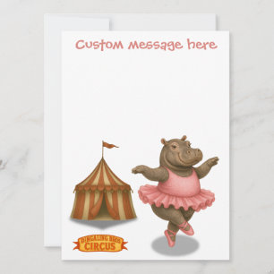 Circus hippo. Add your own message. Card
